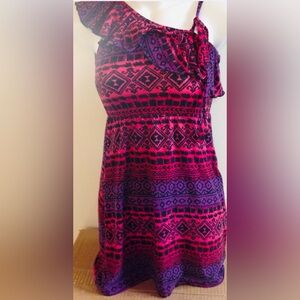 Art Class Girls Size 4/5 Sun Dress Sleeveless Purple Pink Tropical Tribal